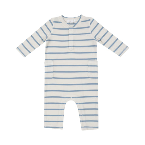 Ribbed Stripe Glacier Lake Uni Romper - Angel Dear