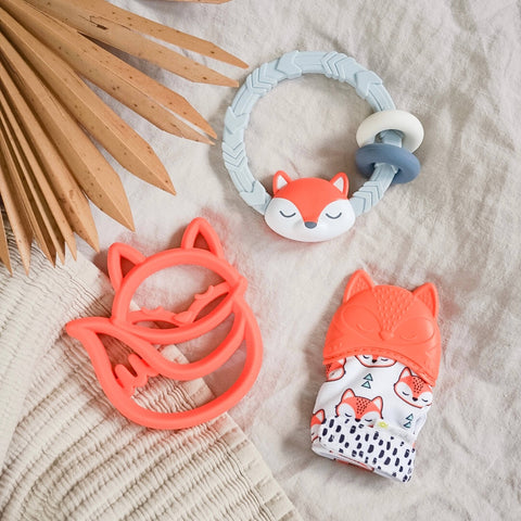 Ritzy Rattle™ Silicone Teether Rattles: Fox - Itzy Ritzy