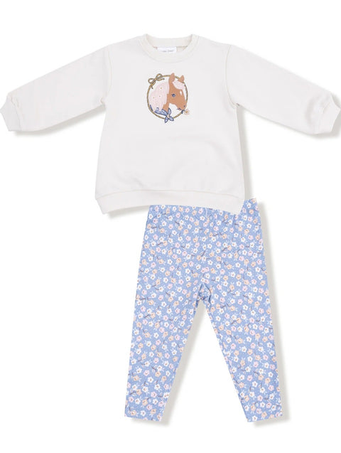 Oversized Puff Sleeve French Terry Sweatshirt and Bamboo Leggings - Country Calico