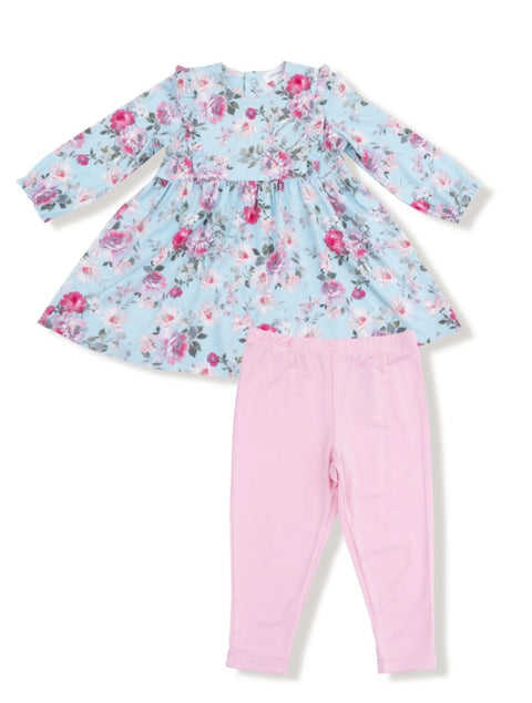 Long Sleeve Ruffle Dress and Bamboo Legging - Charlotte Floral