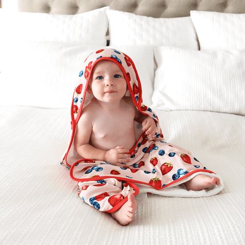 Rosie Berries Plush Bamboo Hooded Towel - Gigi and Max