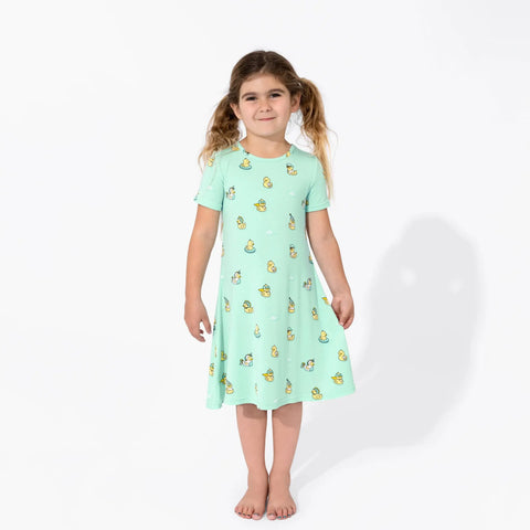 Rubber Ducky Bamboo Girls' Short Sleeve Dress, 5T | Bellabu Bear Rubber Ducky Bamboo Girls' Short Sleeve Dress, 5T | Bellabu Bear