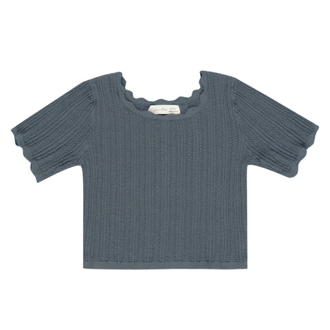 Scallop Tee | Indigo - Rylee + Cru