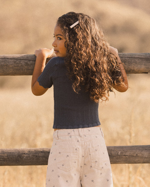 Scallop Tee | Indigo - Rylee + Cru