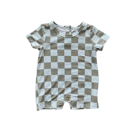 Seagrass Checker Tee Romper - Babysprouts