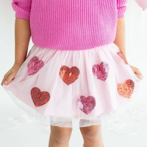 Sequin Heart Girls Tutu Skirt - Sweet Wink