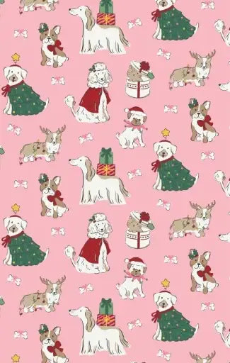 Long Sleeve Loungewear Set - Christmas Dogs Pink