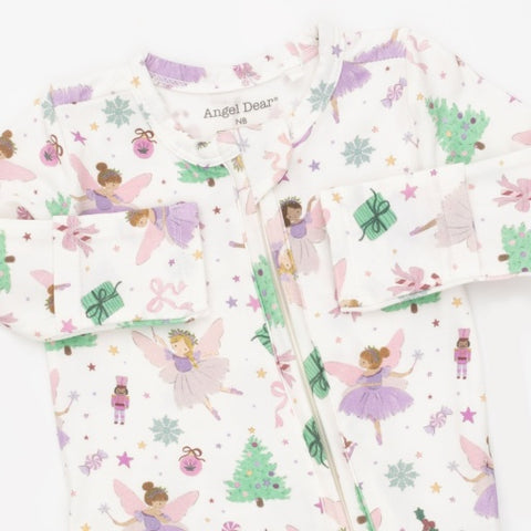 2 Way Ruffle Back Zipper Footie - Sugar Plum Fairies
