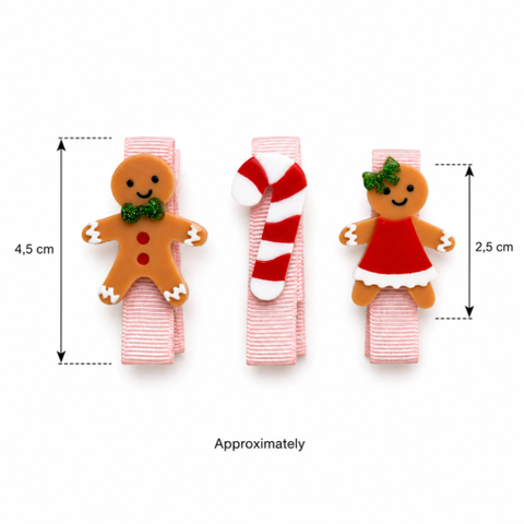 Little Gingerbread Candy Cane Hair Clips