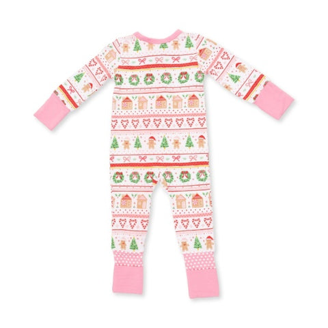 Convertible Romper - Gingerbread Fair Isle Pink