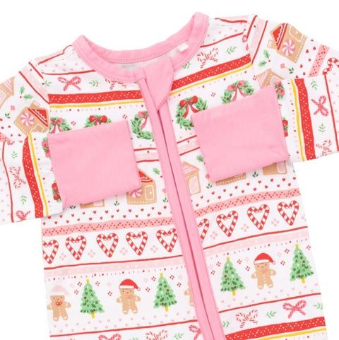 Convertible Romper - Gingerbread Fair Isle Pink
