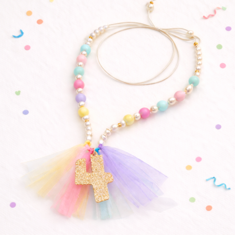 Number 4 Gold Glitter Necklace