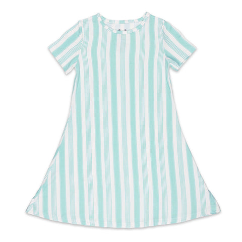 Slumber Stripes Girls Bamboo Dress - Bellabu Bear