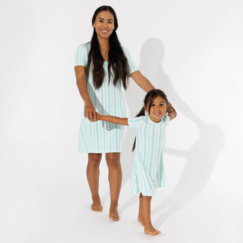 Slumber Stripes Girls Bamboo Dress - Bellabu Bear