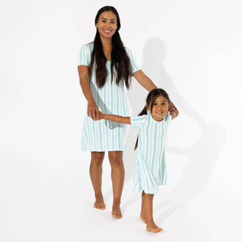 Slumber Stripes Girls Bamboo Dress - Bellabu Bear