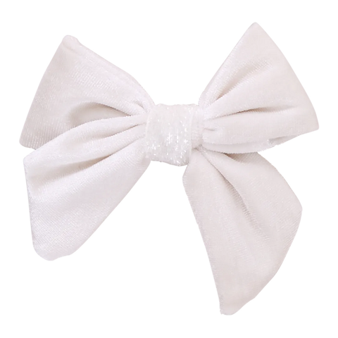 Snow White Velour Girls Bow - Pink Chicken