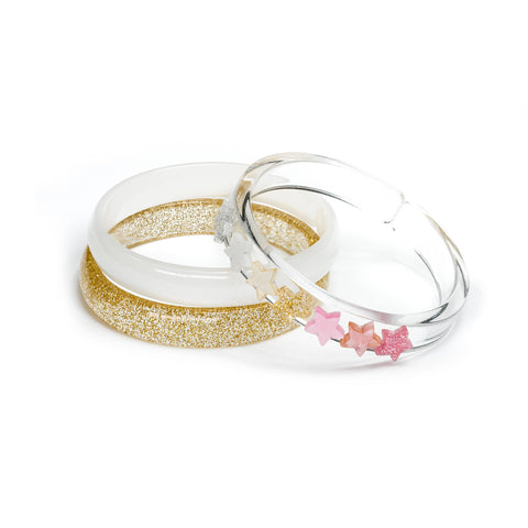 Stars Pearlized Pink Glitter Gold Bracelet Set - Lilies & Roses NY