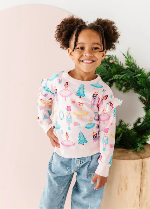 Sugarplum Ruffle Crewneck Sweatshirt