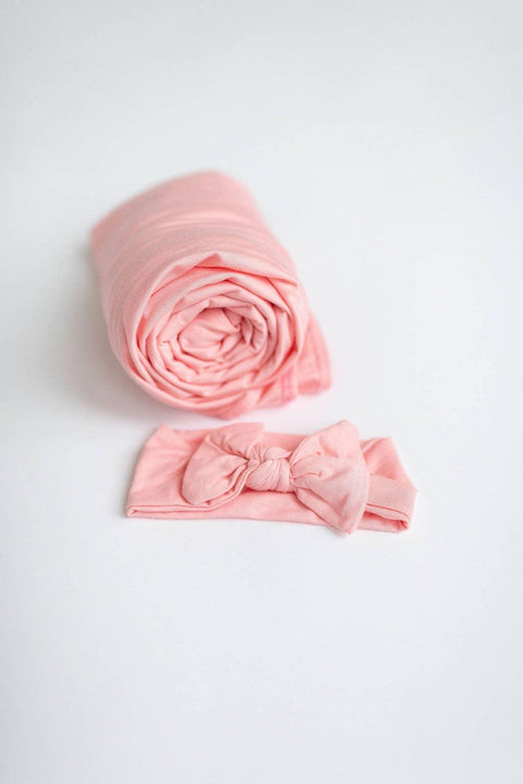 Swaddle Blanket, Hat & Headband Set - Pink - Stroller Society