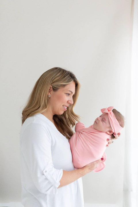 Swaddle Blanket, Hat & Headband Set - Pink - Stroller Society