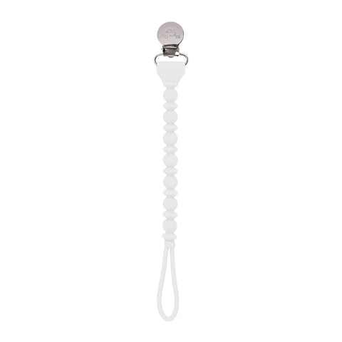 Sweetie Strap™ Silicone Pacifier Clip (White Beaded) - Itzy Ritzy