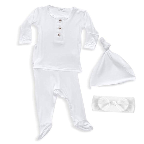 Take Me Home Set with Headband & Hat - White - Stroller Society