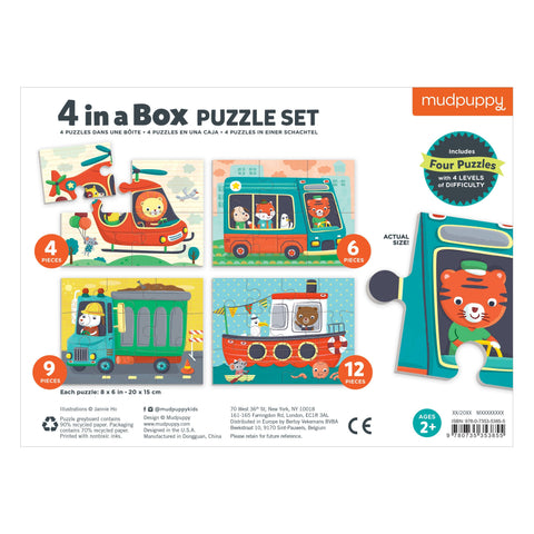 Transportation 4-In-A-Box Puzzle Set - Mudpuppy