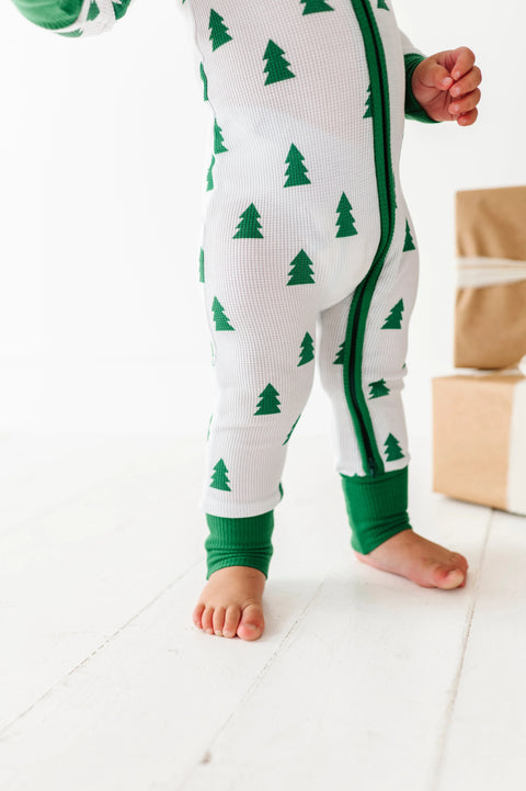 Tree Waffle Knit Convertible Footie - Kiki + Lulu