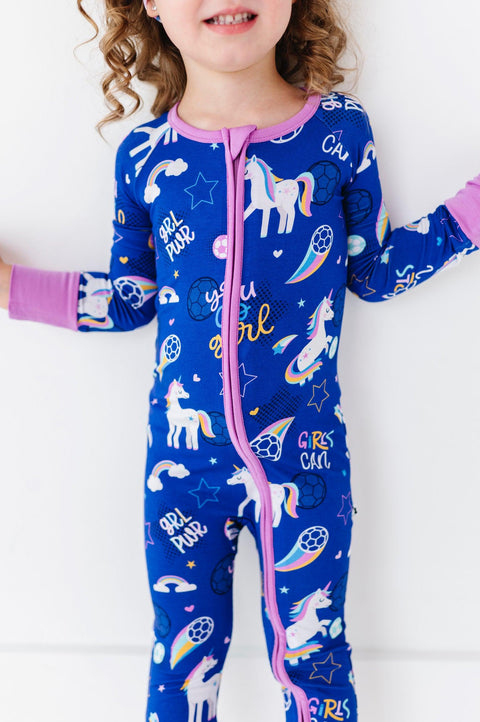 Unicorn Goals Soccer Baby Bamboo Pajamas - Kiki + Lulu