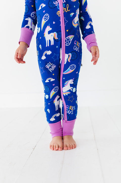 Unicorn Goals Soccer Baby Bamboo Pajamas - Kiki + Lulu