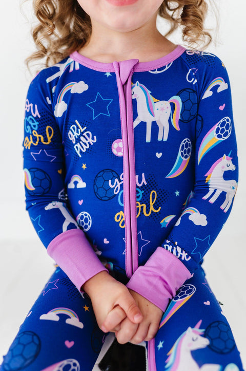 Unicorn Goals Soccer Baby Bamboo Pajamas - Kiki + Lulu