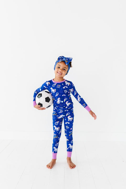 Unicorn Goals Soccer Kids Bamboo Pajamas - Kiki + Lulu