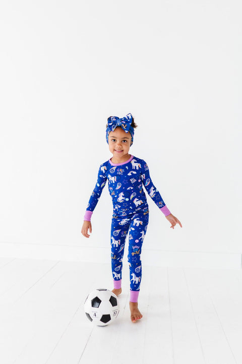 Unicorn Goals Soccer Kids Bamboo Pajamas - Kiki + Lulu