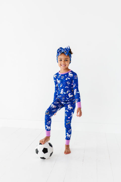 Unicorn Goals Soccer Kids Bamboo Pajamas - Kiki + Lulu