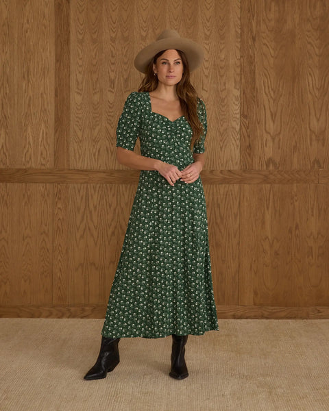 Womens Violet Dress | Green Ditsy