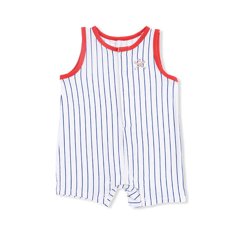 Sleeveless Shortie Romper - Baseball Stripe