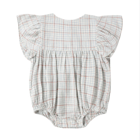 Kalea Romper || Light Blue Plaid