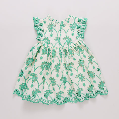 Girls Cynthia Dress - Kelly Green Eyelet