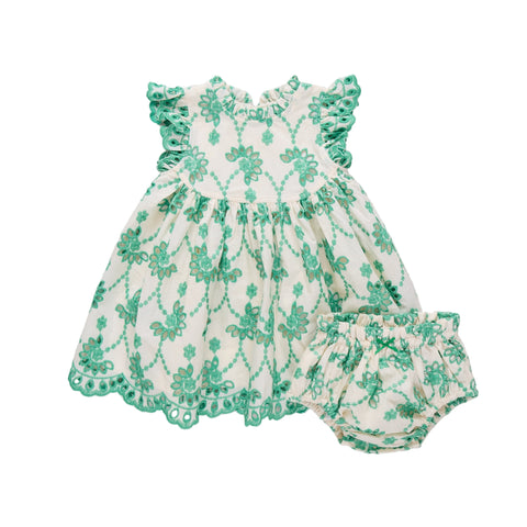 Baby Girls Cynthia Dress Set - Kelly Green Eyelet