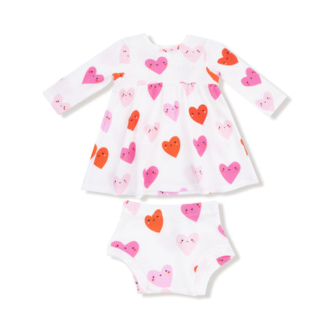 Simple Dress and Bloomer - Happy Hearts