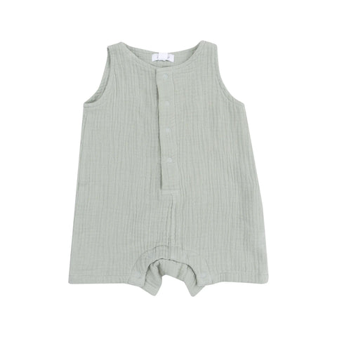 Sleeveless Shortie Romper - Muslin Desert Green