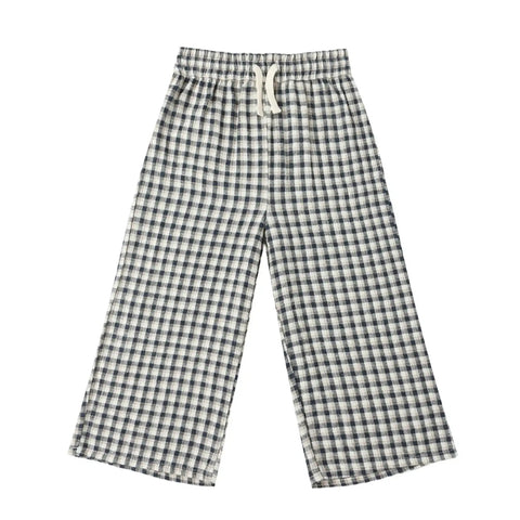 Wide Leg Pant | Navy Check