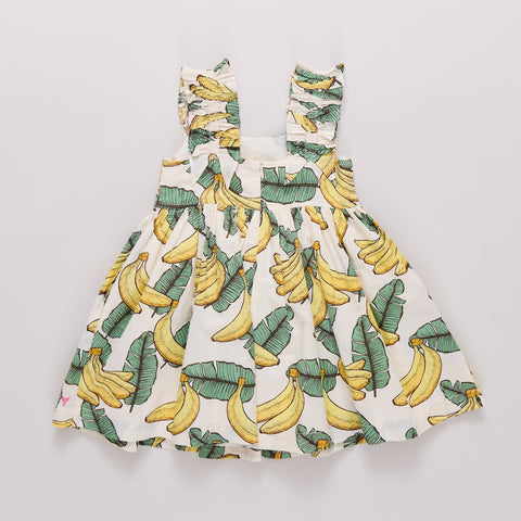 Girls Via Dress - Banana Leaves