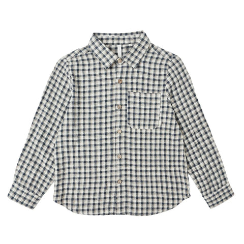 Collared Long Sleeve Shirt | Navy Check