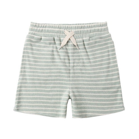 Terry Boys Short || Seafoam Stripe