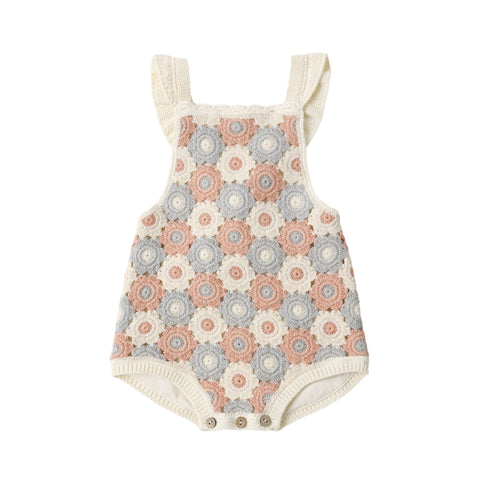 Crochet Romper || Blue, Light Pink, Ivory