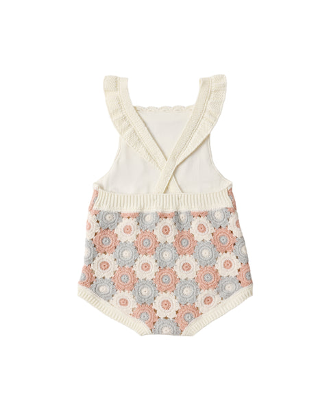 Crochet Romper || Blue, Light Pink, Ivory