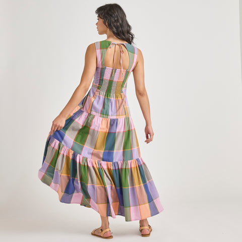 Womens Sleeveless Parker Dress - Plaid Madras