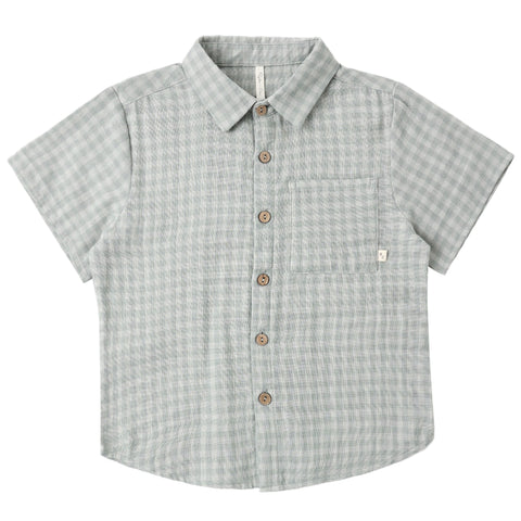 Collared Short Sleeve Shirt || Green Gingham