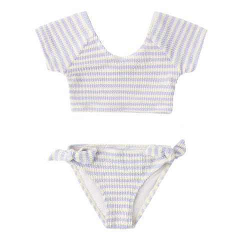 Cropped Rashguard Set || Periwinkle Stripe